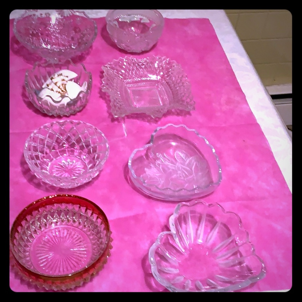 $10 Each, Lot of Bowls Crystal And patterned, New.Some of them sold out some not